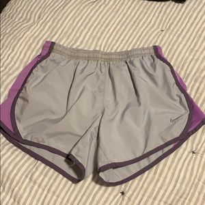 Grey and Purple Nike Athletic Shorts